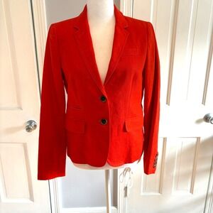 J. Crew Womens Sz 4 Schoolboy Linen Lined Orange Blazer Preppy Classic Academia
